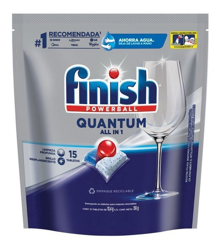 Imagen 1 de 3 de Tabletas Para Lavavajillas Finish Tabs Quantum X15 Unidades
