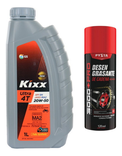 Aceite Kixx Moto 4t 20w50 Full Sintetico + Desengrasante