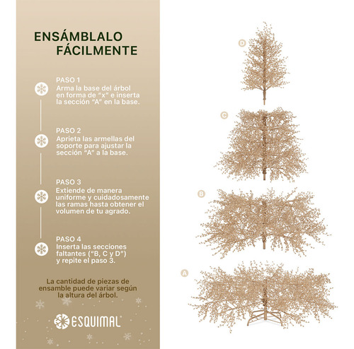 Árbol De Navidad Con Ramas De Bayas Metálicas 2.25m Esquimal