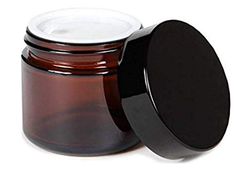 Botella De Vidrio Redonda Ámbar De 2 Oz Y 50 Ml Con Tapas Ne