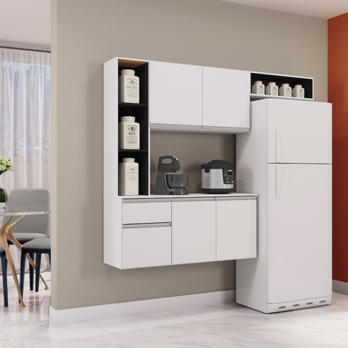 Imagen 2 de 3 de Cocina Superior 5 Puertas Compacto Mel 1,63m Negro Blanco