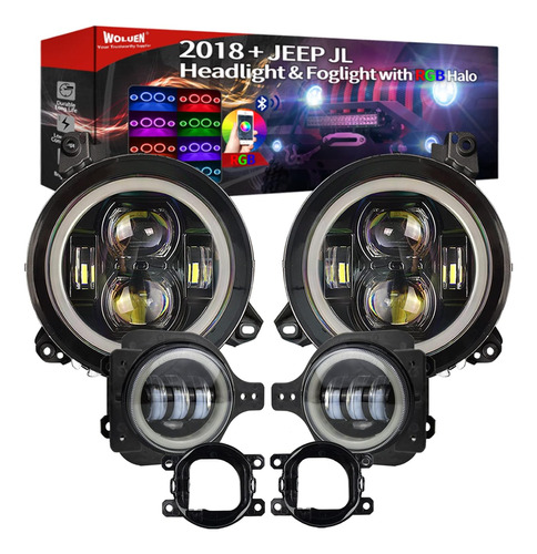 Woluen Para Je Ep Jl Rgb Halo Faros Delanteros Y Luces Antin