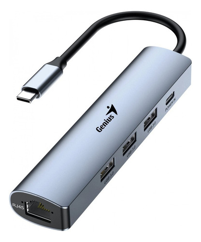 Hub Genius Uh545 Usb Tipo C A 5 Puertos 3 Usb A 1 Usb C 1 Rj
