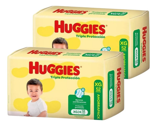 2un Pañales Huggies Clasico Triple Proteccion Talle Xg