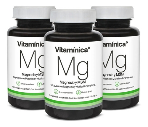 Pack X3 Magnesio Vitaminica 180 Capsulas 326 Mg