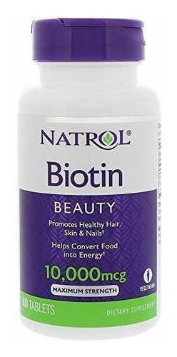 Biotina Natrol Maximum Strength 10.000 Mcg X 100 Made In Usa