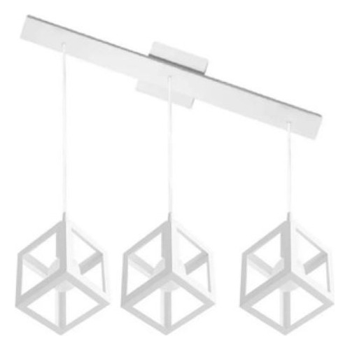 Lampara Colgante 3 Luces Cubo Nórdico Industrial Apto Led F