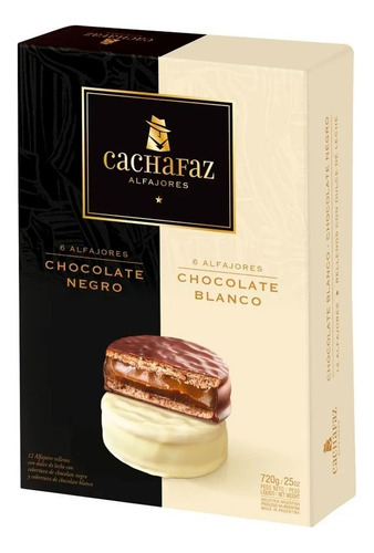 Alfajor Cachafaz Mixto Chocolate Negro Y Blanco -12 Un