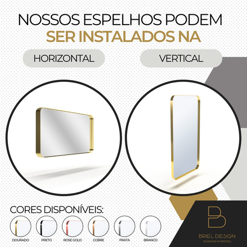 Espelho Retangular Decorativo Com Moldura Em Metal 150x45cm