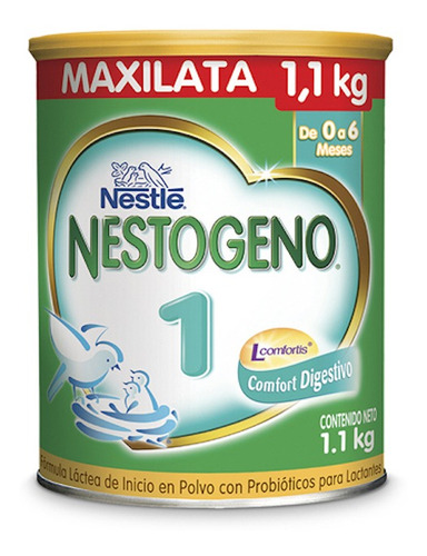 Imagen 1 de 1 de Leche de fórmula  en polvo sin gluten  Nestlé Nestogeno 1  en lata de 1.1kg - 0  a  6 meses