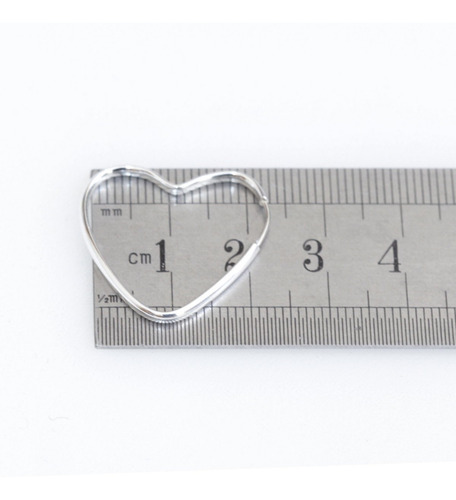 Imagem 3 de 6 de Brinco Argola Pequena De Prata 925 Coração - 25mm Feminina