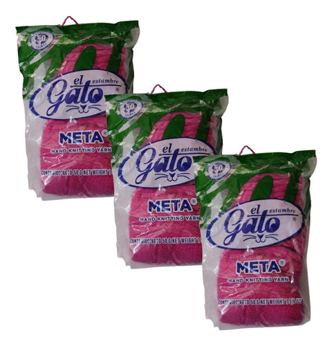 Estambre El Gato Meta 4650c Rosa Fiusha 3 Madejas