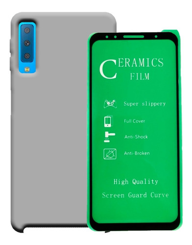 Funda Estuche Silicone Case + Vidrio 5d Samsung A7 2018