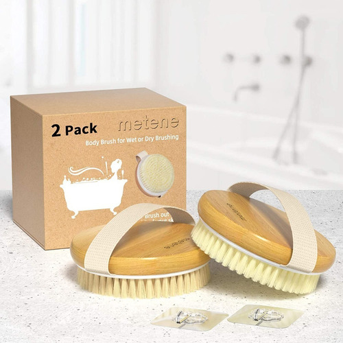Imagen 7 de 8 de Cepillo Ducha Bambú Cerdas Suaves Firmes Exfoliación Pack 2