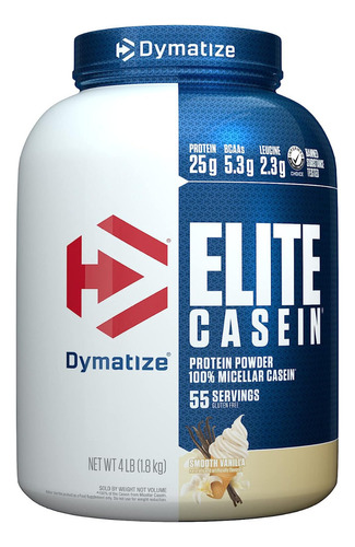 Suplemento en polvo Dymatize  Elite Casein proteínas sabor smooth vainilla en pote de 1.8kg