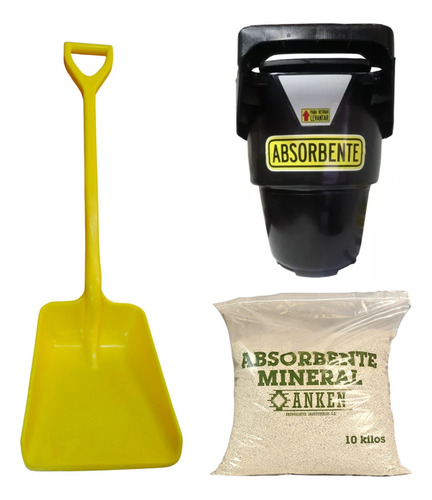 Kit Absorbente Granulado 10 Kg + Pala Antichispa + Balde 