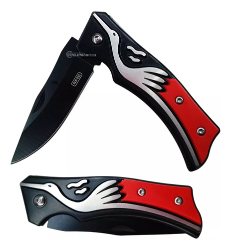 Canivete De Bolso Garça Tático Camping Mini Faca Com Clip Cor Vermelho