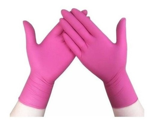 Luvas descartáveis antiderrapantes Supermax cor rosa tamanho P de nitrilo x 100 unidades