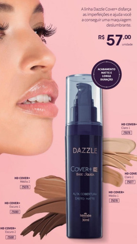 1 Base Liquida Dazzle Cover Hinode, Produto Original.