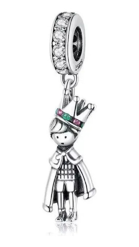 Charm El Principito Con Corona Y Capa Plata 925 Silver Heart