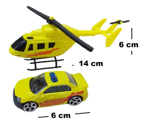 Set Auto Con Helícoptero De Rescate Juguete Teamsterz Wabro Color Rojo Personaje Emergency Response Amarillo