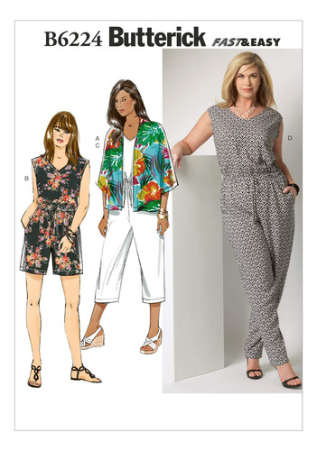 Butterick Patterns B6224rr0 Kimono Para Mujer Rr