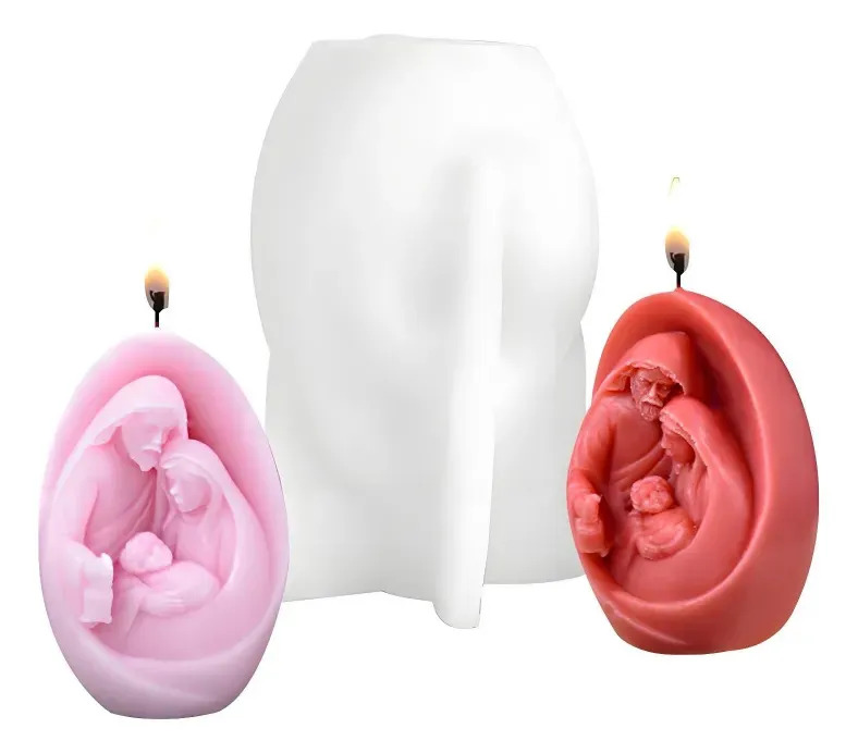 Solviora Molde De Silicón Navidad Sagrada Familia Virgen Jesús Vela 3d Blanco. Te Permite Moldear Chocolate, Resina, Jabón Y Velas. Adecuado Para Manualidades Diy Y Decoración Del Hogar.