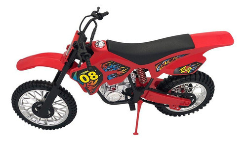 Moto Motocross De Brinquedo Com Apoio Grande 36cm Vermelha