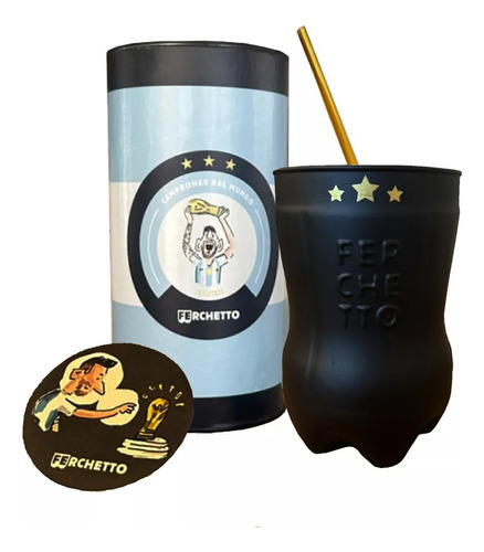 Ferchetto Vaso Fernet Vidrio 800 Ml Gift Tube Mundial Arg