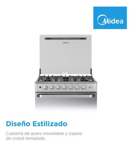 Estufa Midea De Piso Con Capelo 30 Xtreme Chef Silver Silver