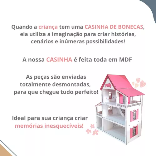 Casa Boneca Grande + 30 Mini Moveis + Parquinho Em Promoção