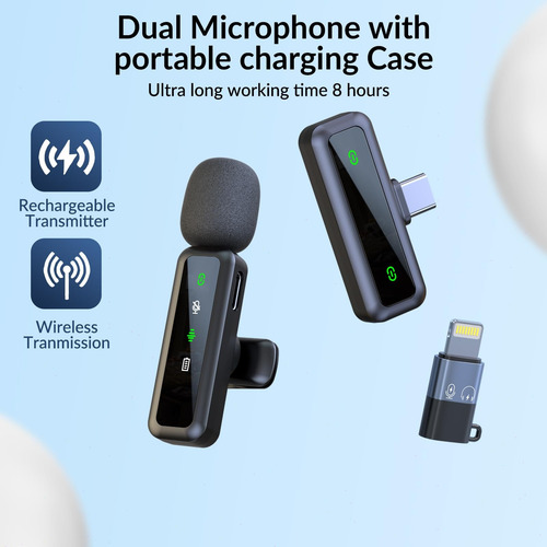 2pcs Micrófono Inalámbrico Lavalier Cancelación De Ruido