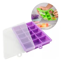 Comprar Cubetera Molde Silicona Hielo Hielera Cubitera Tapa Apilable