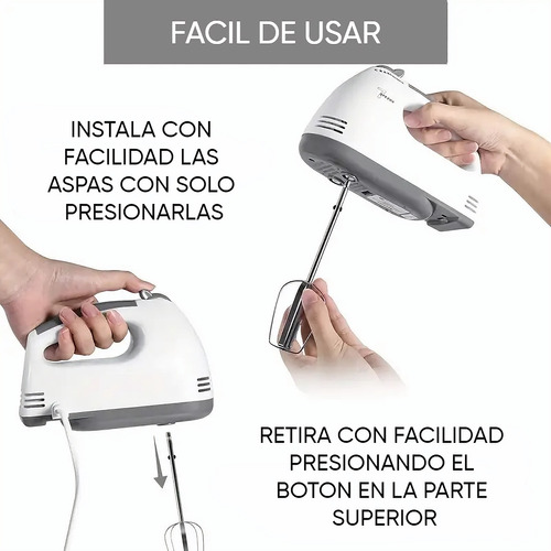 Batidora Manual Electrica 2 En 1 De Mano 260w 7 Velocidades