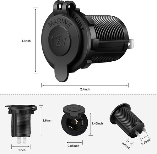 Imagen 2 de 9 de Enchufe Hembra 12v. Con Tapa, Autos Y Motos