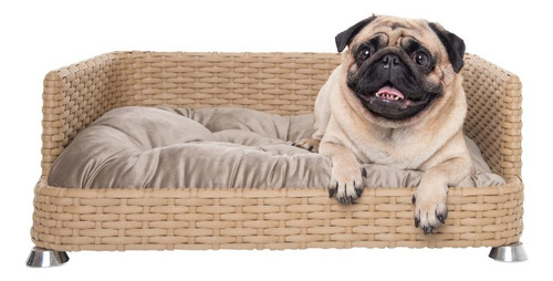 Cama Open Square Bed Fur Pets Médio 65x55cm Fibra Sintética