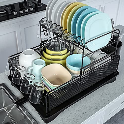Wahopy Dish Drying Rack 2 Tiers Large Dish Rack Drainboard S
