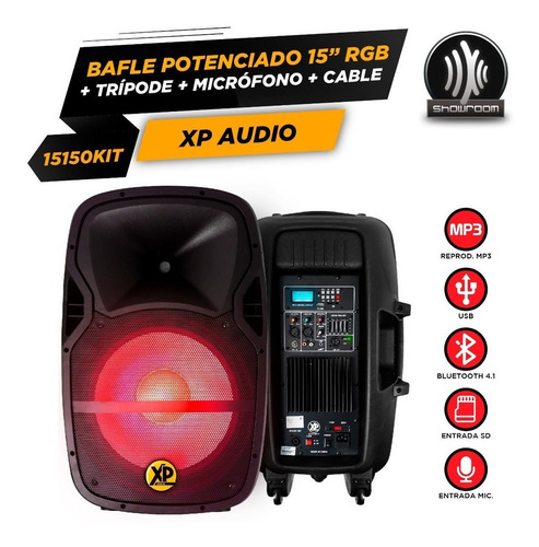Imagen 2 de 8 de Kit Karaoke Parlante Activo 15 150w + Tripode + Microfono