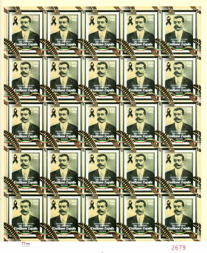 Imagen 2 de 3 de Timbre Postal De Emiliano Zapata Plantilla Completa 25 Pieza