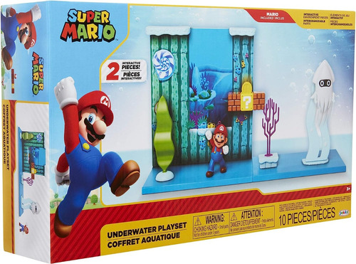 Super Mario Bros Juego Underwater Playset  Incluye Figura