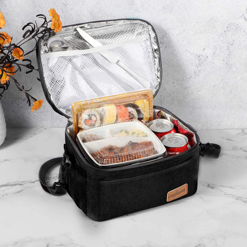Bolsa De Almuerzo Aislada A Prueba De Fugas Negra