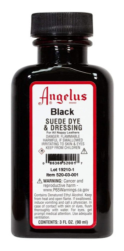 Tinta Para Teñir Gamuza Angelus 90ml Negra