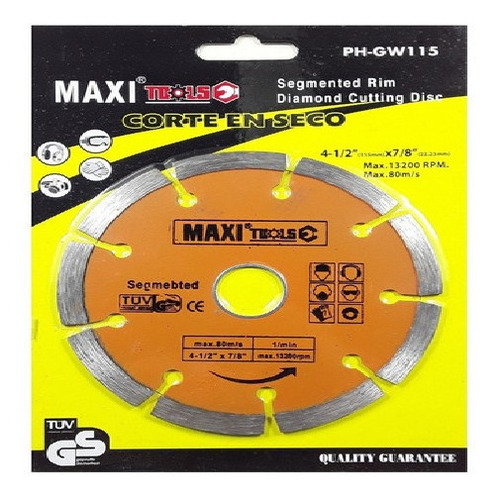 Disco Concreto Diamantado Segmentado 4 1/2 Maxi Tools