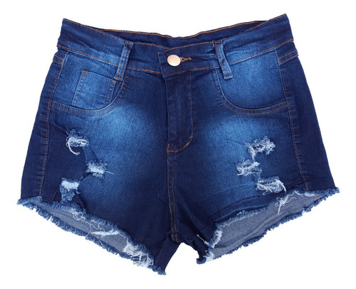 Imagem 1 de 2 de Short Destroyed Feminino Desfiado Rasgado Com Elastano