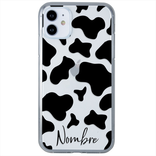 Imagen 1 de 7 de Funda iPhone Antigolpes Animal Print Vaca Con Tu Nombre