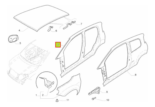 Lateral Izq Evo Base 4p Original Fiat Uno Atrv 15-16 4p 1.4