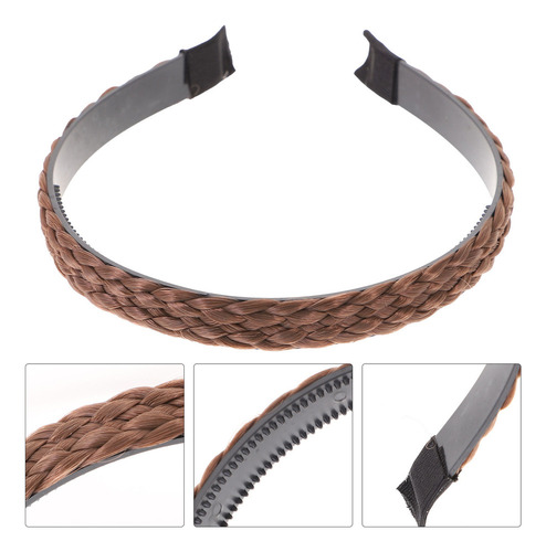 Diadema Trenzada De Color Café Claro Para Mujeres Y Niñas, C