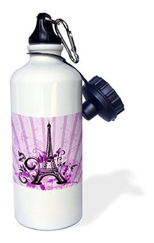 Botella Deportiva Torre Eiffel Morada - 21oz, Multicolor.