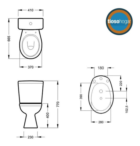 Imagen 6 de 10 de Inodoro Largo + Deposito + Bidet Roca Italiana Oferton Capea