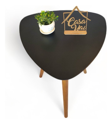 Mesa Lateral Pe Palito Orgânico Libano 50x60cm Preto He